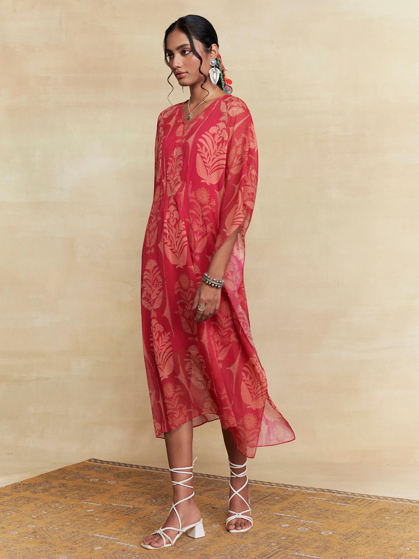 Fuchsia Paan Patta Kaftan