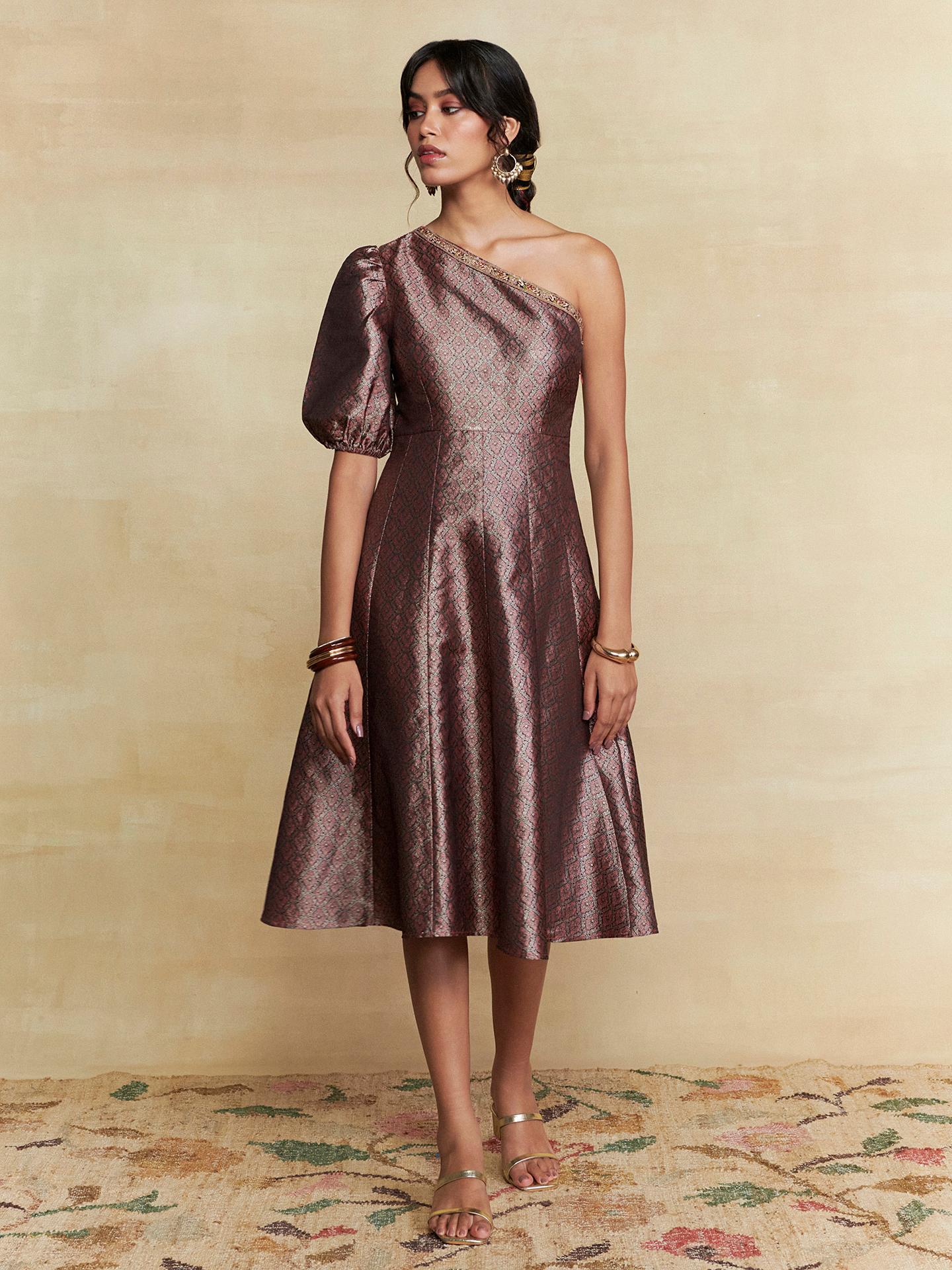 Black Tarang Festive Brocade Short Dress