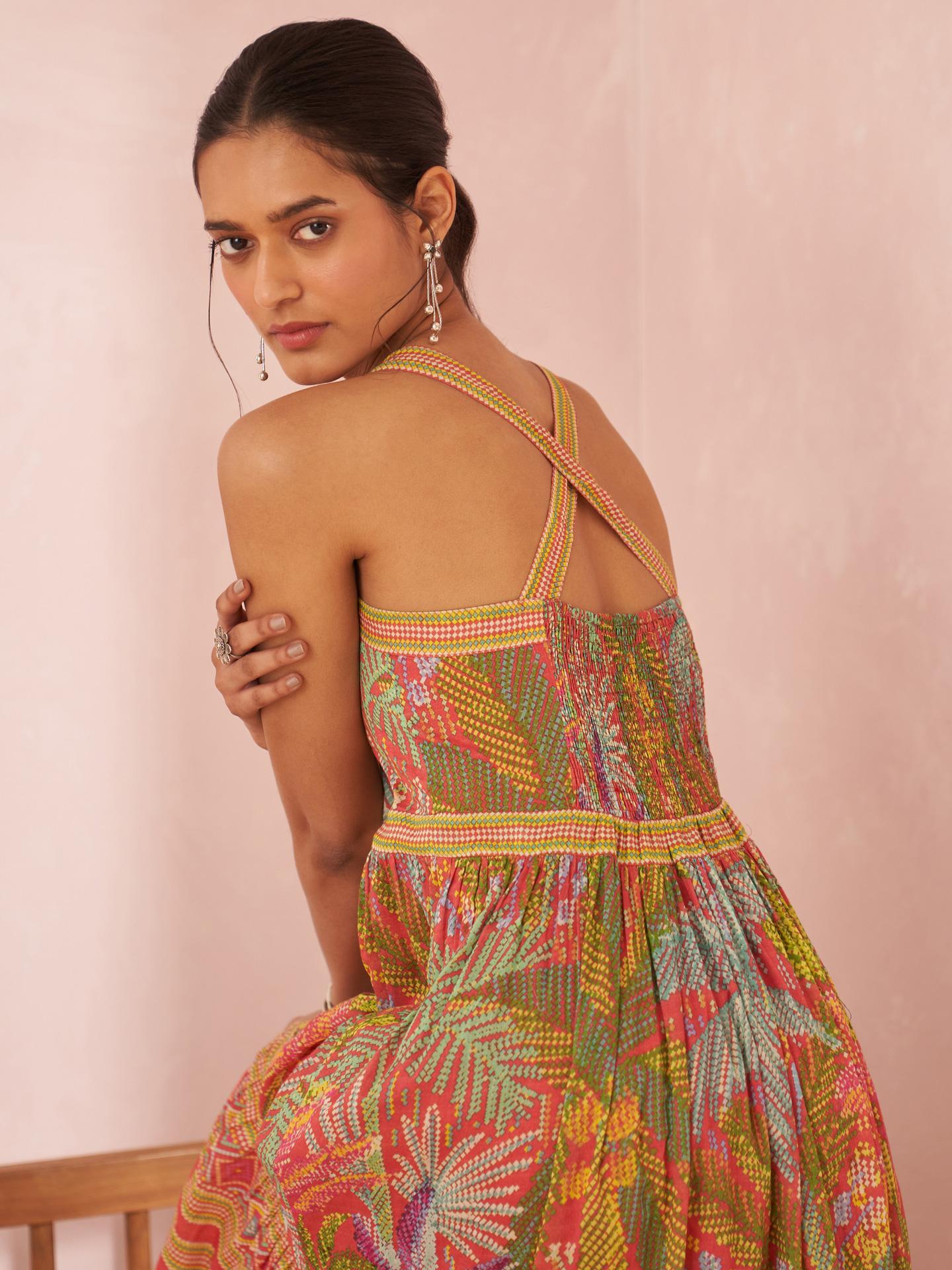 Multi Color Spring Stain Long Dress