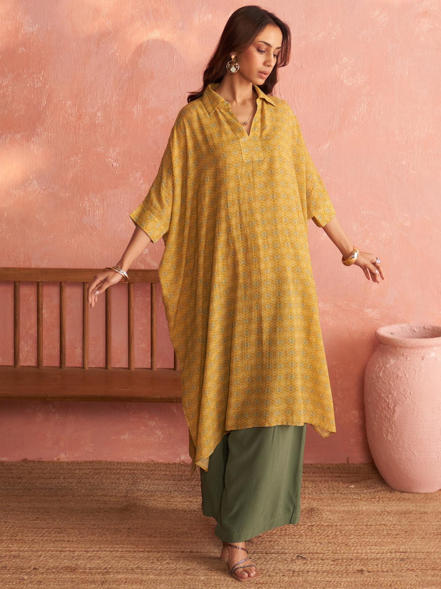 Yellow Dhaarna Kaftan