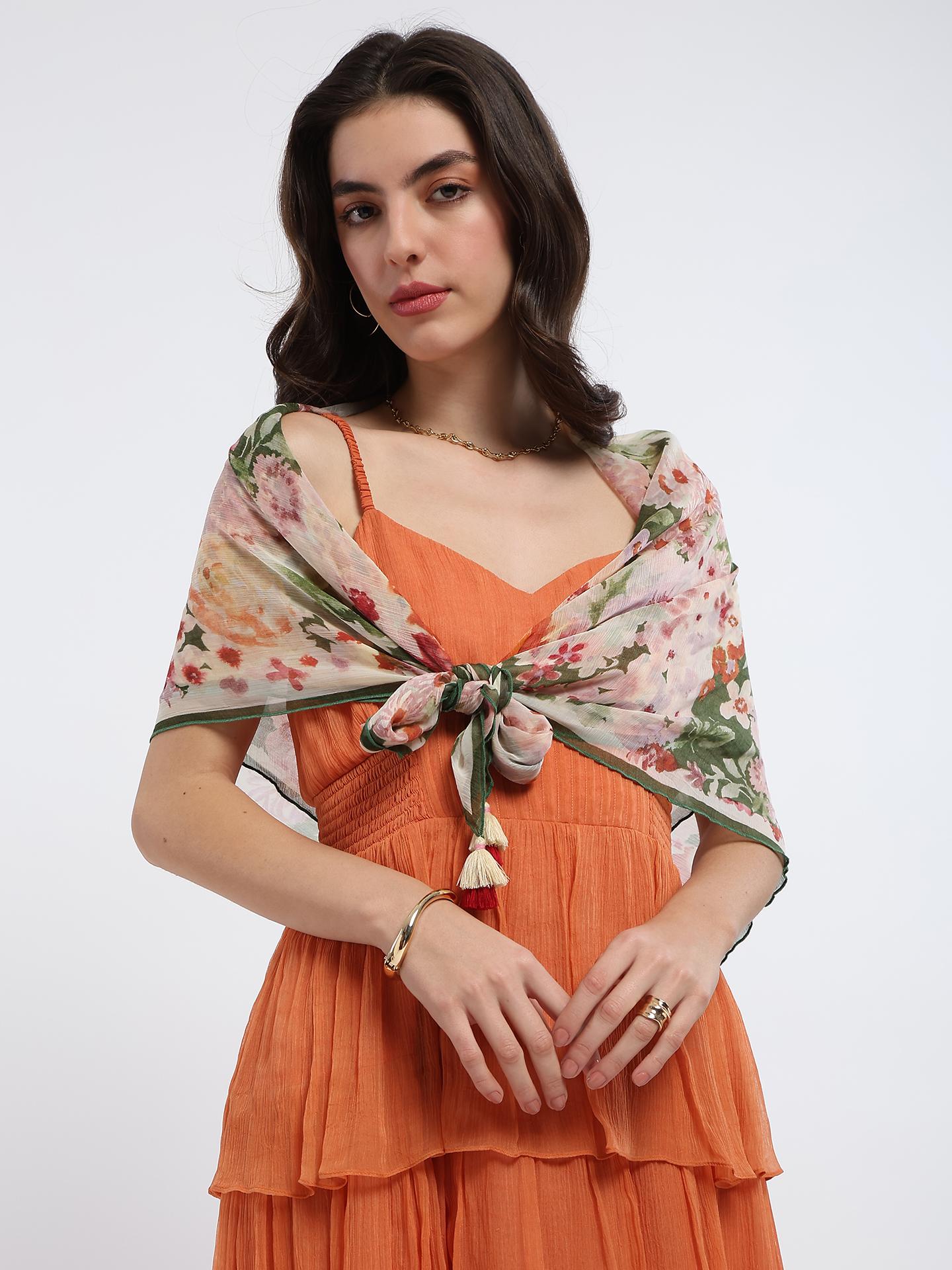 Multi Dahlia Square Scarf