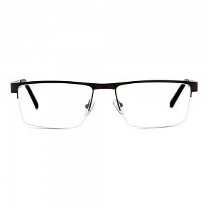 Half Rim Stainless Steel Rectangle Grey Men Large Julius JUEM02 Eyeglasses