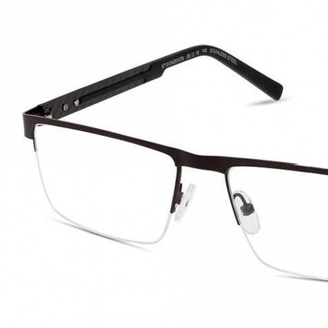 Half Rim Stainless Steel Rectangle Grey Men Large Julius JUEM02 Eyeglasses
