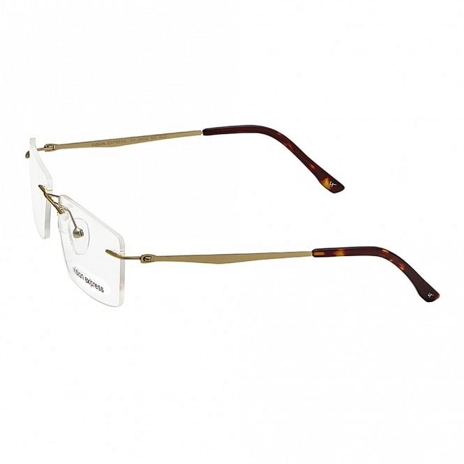 Rimless Metal Rectangle Gold Medium Vision Express 29482 Eyeglasses