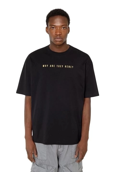 T-WASH-E5 Loose Men Black T-shirt