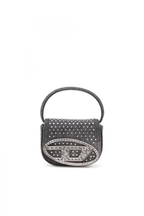 1DR Xs Iconic mini bag in denim and crystals