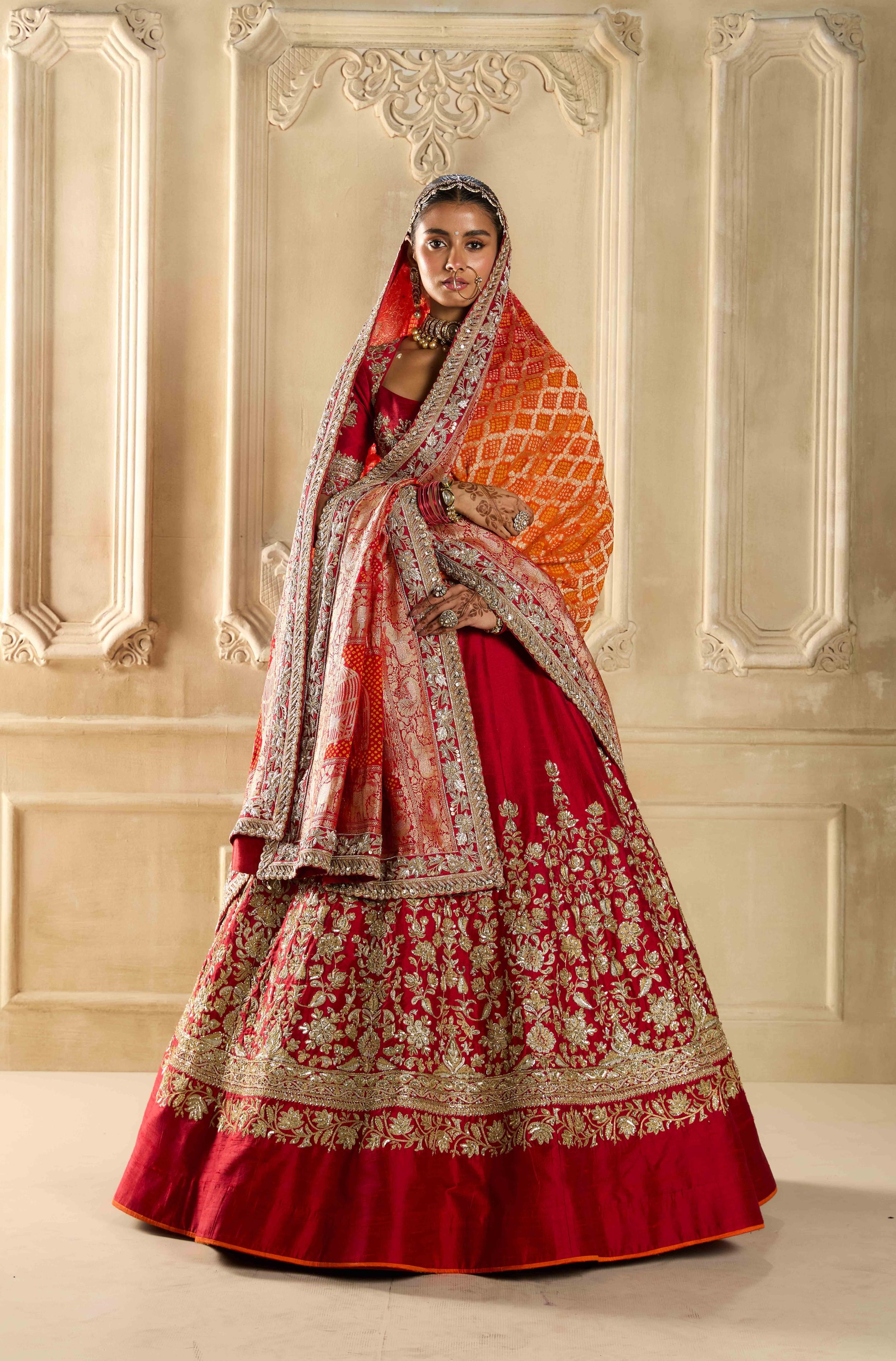 Buy Designer Red Silk Embroidered Lehenga Set online for Women from Manish Malhotra