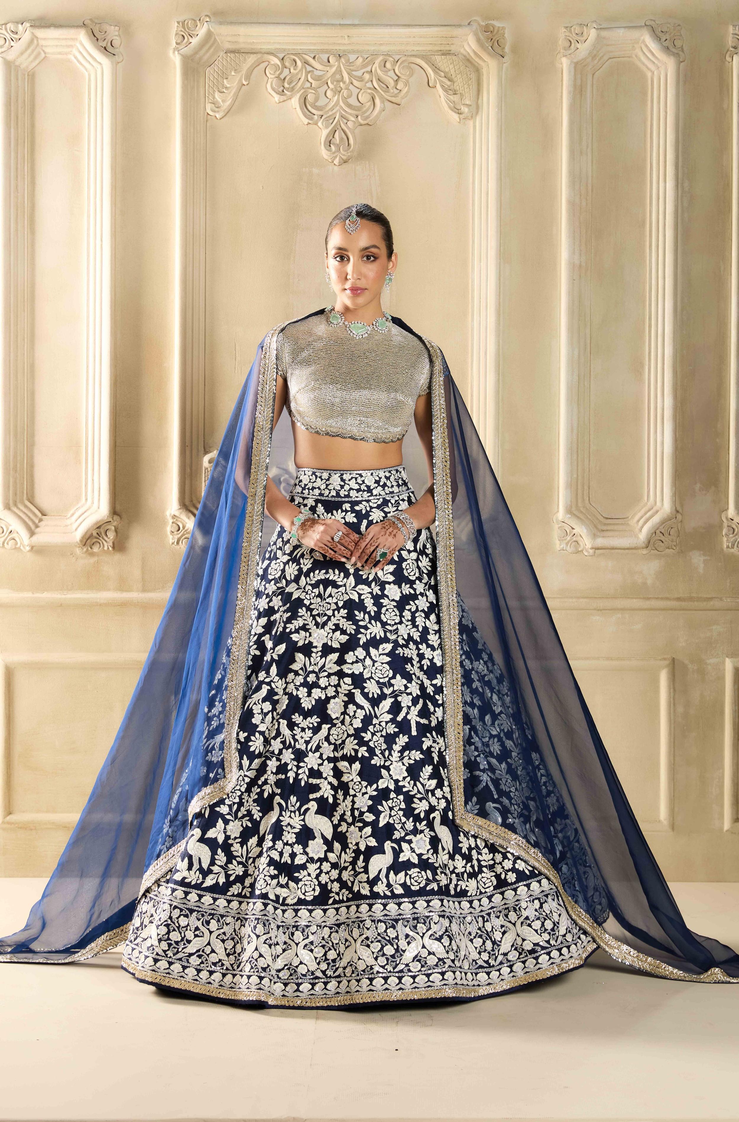 Manish malhotra blue lehenga deals