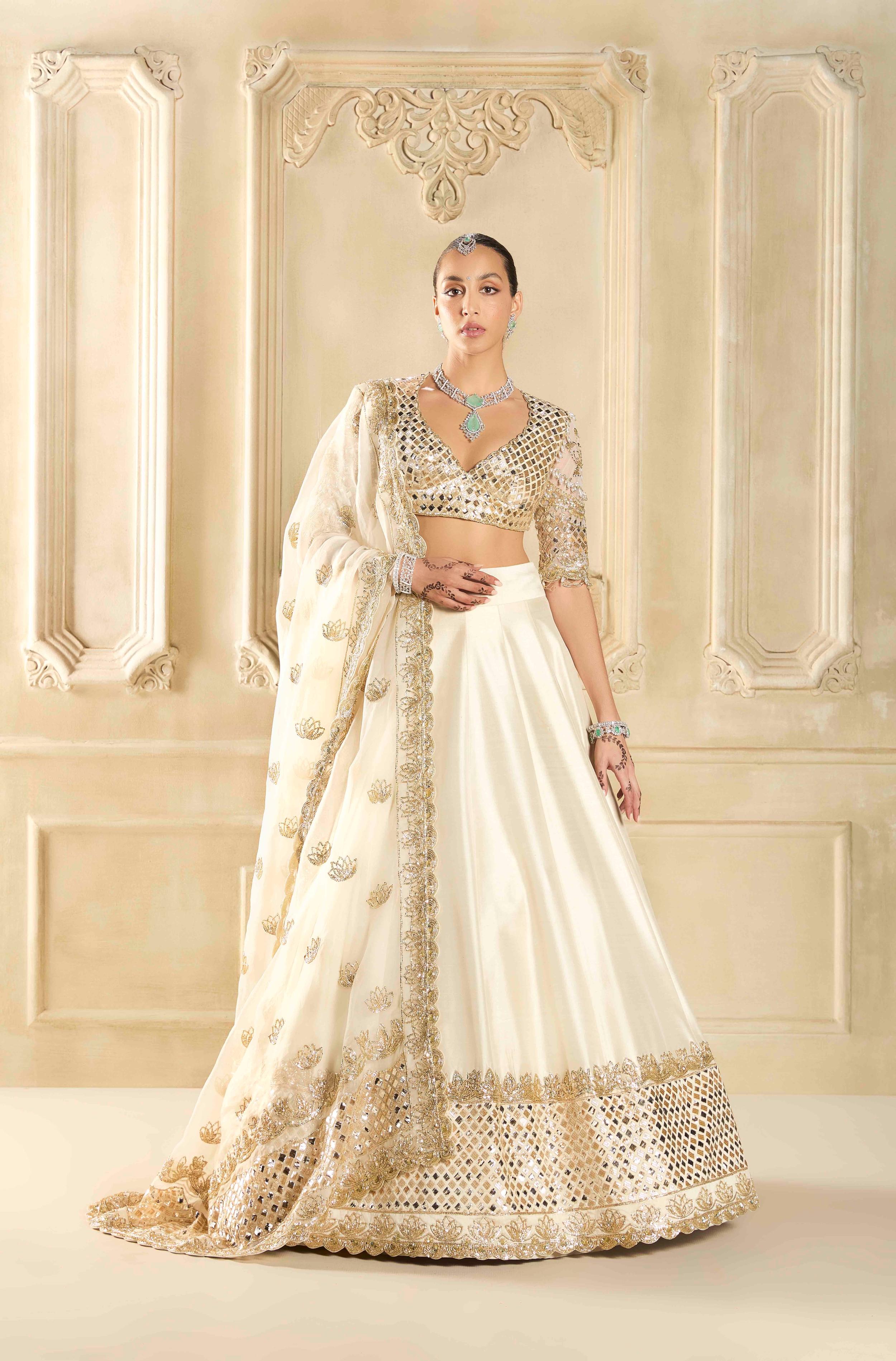 Buy Designer Lotus Bloom Ivory Embroidered Lehenga Set online for Women from Manish Malhotra. MM P PR LH 52761 C