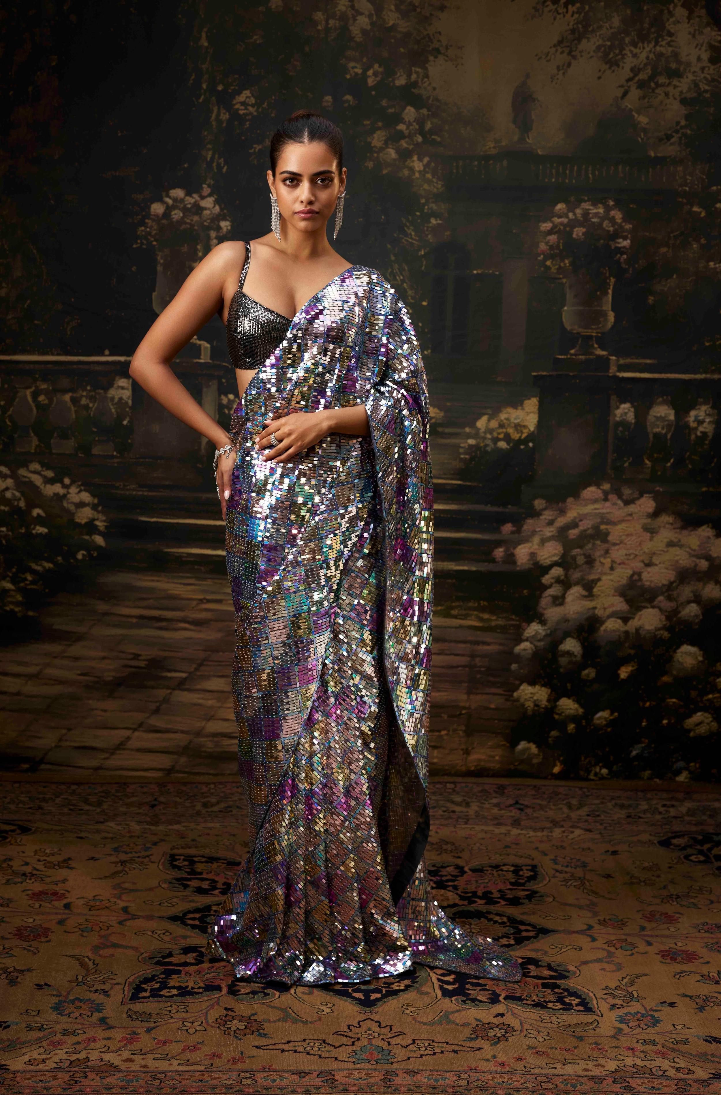 Wine sequin handwork sequence Indian Pakistani Manish Malhotra selling saree