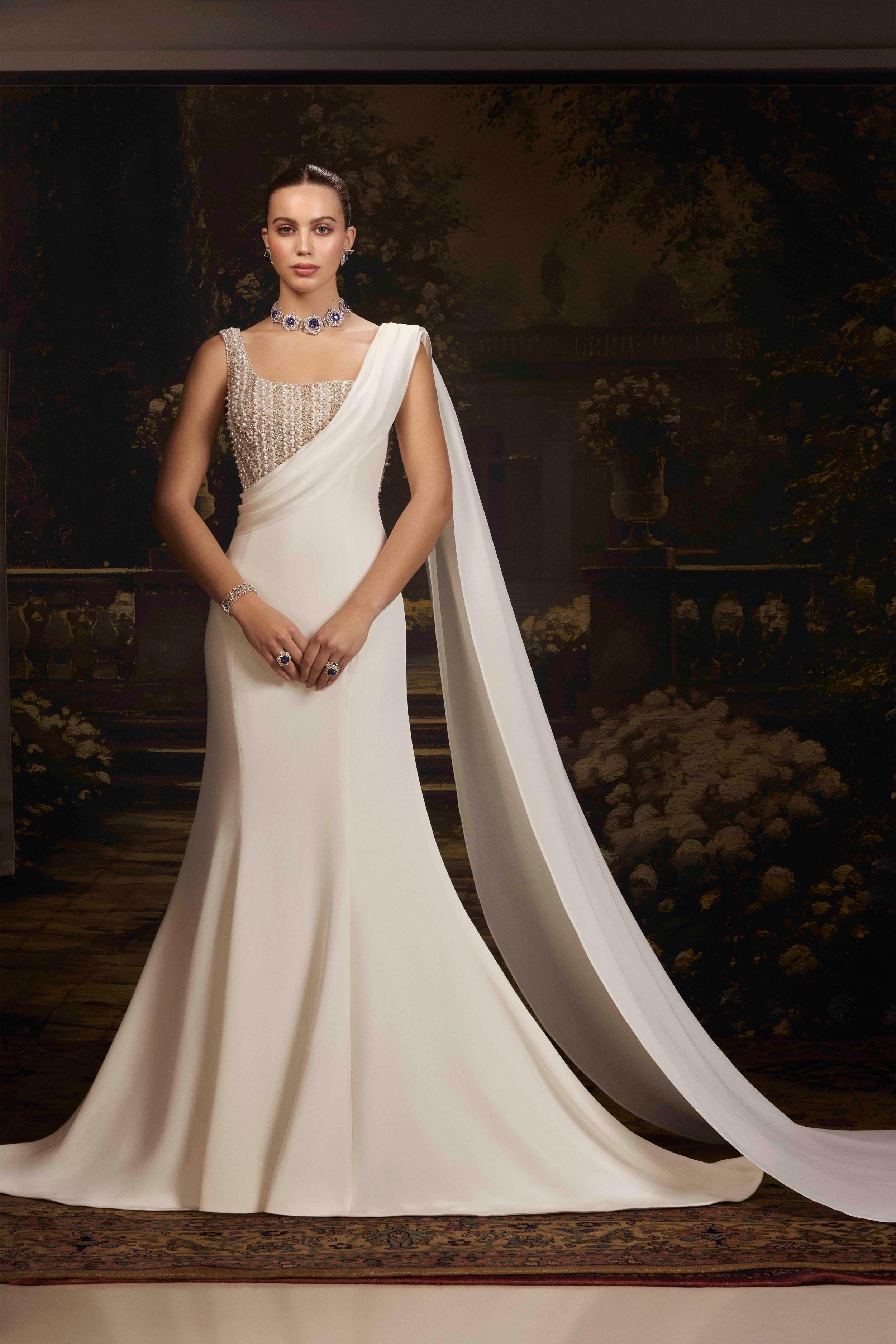 Buy Designer Off White Premium Italian Crepe Gown online for Women from Diffuse by Manish Malhotra. MM P PR GW 61177 C