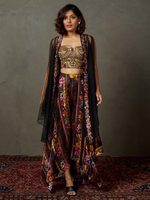 Black & Multi Star Olivia Floral Embroidered Ensemble