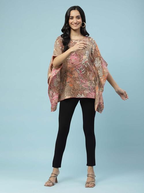 Brown Botanical Print Top