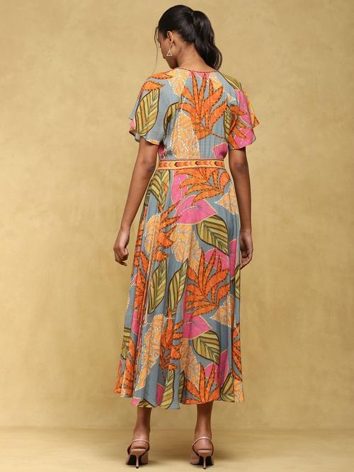 226215 Long Sleeve Teal Tie-Dye Maxi Dress