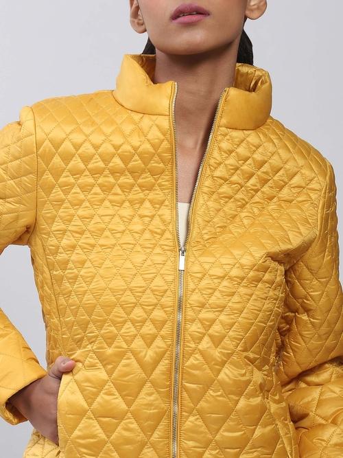 Yellow Solid Puffer Jacket