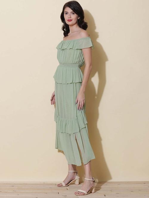 Mint Green Off Shoulder Maxi Dress