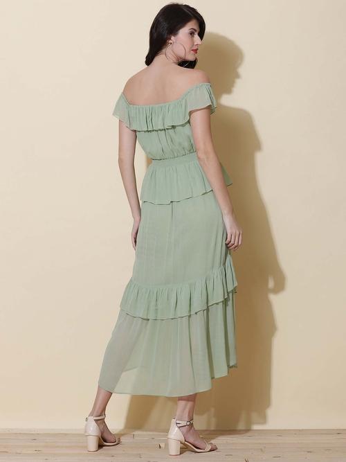 Mint Green Off Shoulder Maxi Dress