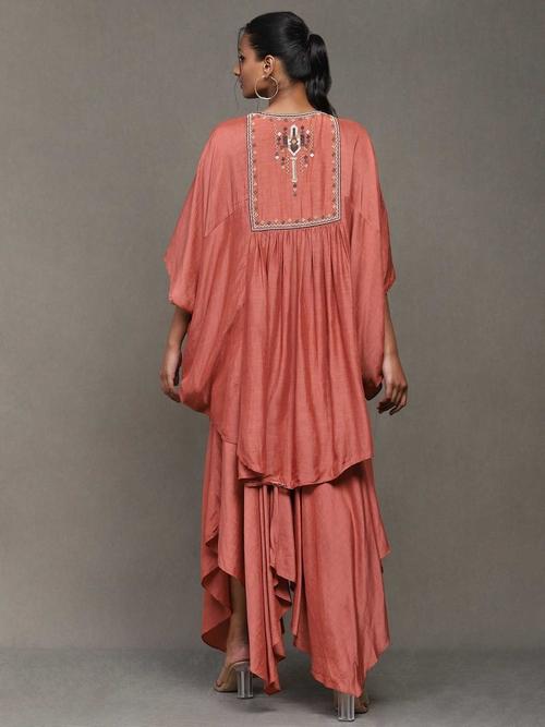 RUST SHELL EMBELISHED KAFTAN ENSEMBLE