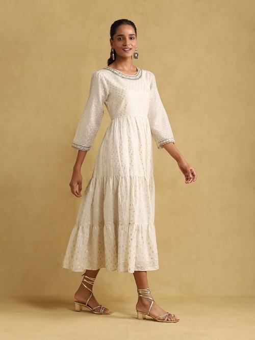 Off White Embroidered Dress