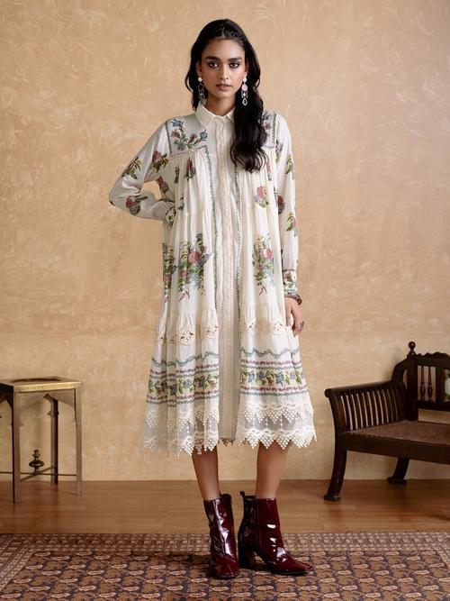 Ecru Multi Chintz Long Dress