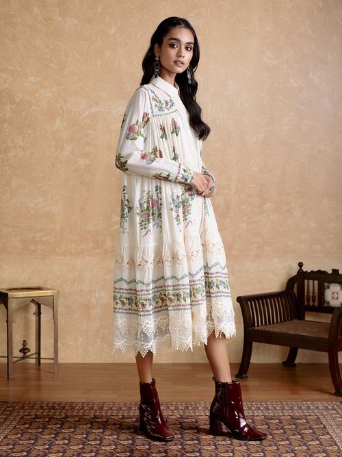 Ecru Multi Chintz Long Dress