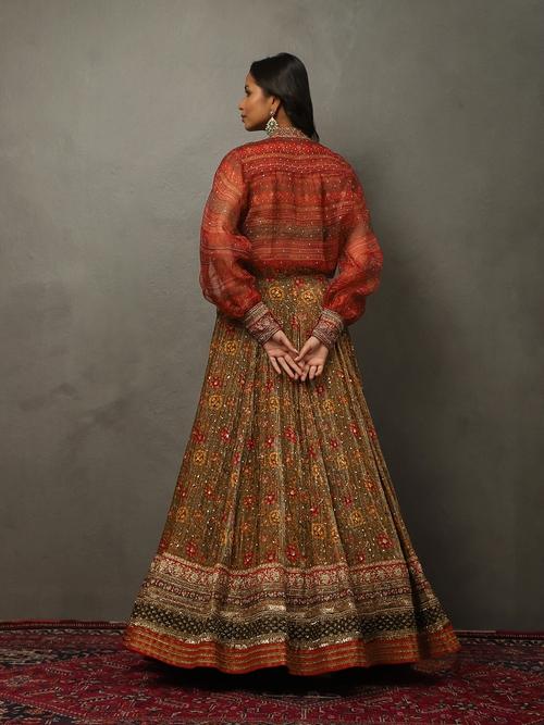 Green Flower Bloom Anarkali Suit