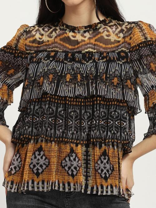 Black Multi Sansa Tiered Top