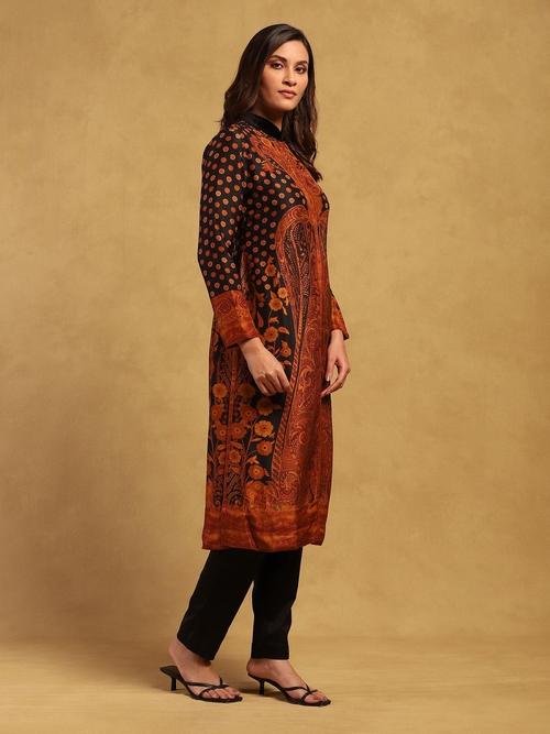 トップス rukiya Black & Rust Mehroz Kurta Set