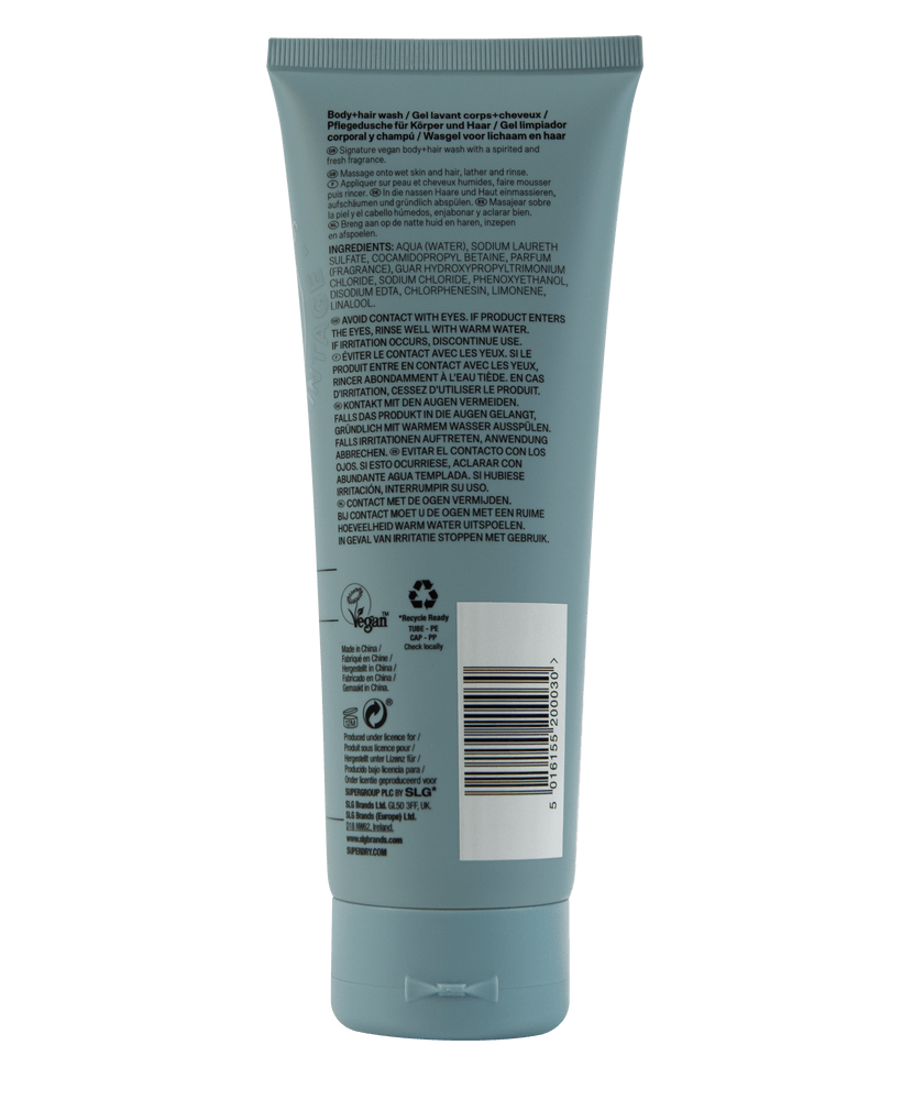 SUPERDRY O&V VEGAN BODY + HAIR WASH- SEAWEED PETITGRA IN SANDALWOOD