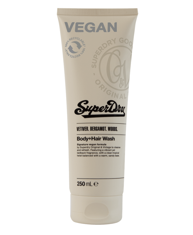 SUPERDRY O&V VEGAN BODY + HAIR WASH VETIVER BERGAMOT WOODS