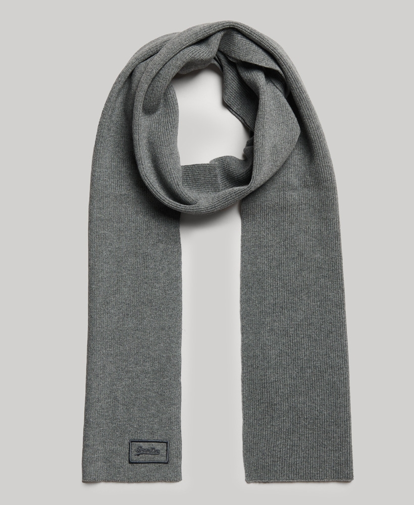 KNITTED LOGO MEN'S GREY SCARF