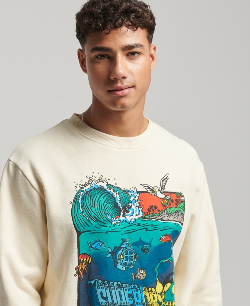 VINTAGE CREATURES CREW MEN'S WHITE SWEATSHIRT