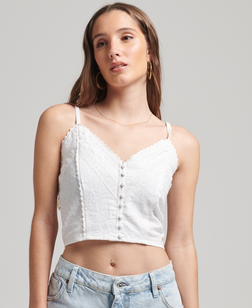 VINTAGE EMBROIDED CAMI WOMEN'S WHITE TOP