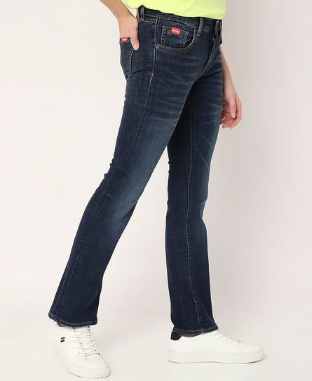 ASAGAO WOMEN'S BOOT CUT DARK BLUE JEANS