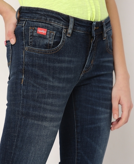 ASAGAO WOMEN'S BOOT CUT DARK BLUE JEANS