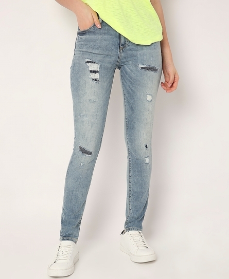 AJISAI WOMEN'S SKINNY LIGHT BLUE JEANS
