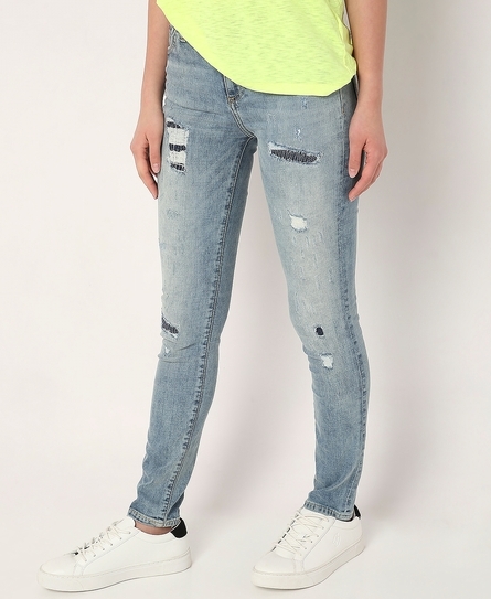 AJISAI WOMEN'S SKINNY LIGHT BLUE JEANS