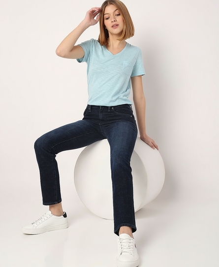 BOTAN WOMEN'S SLIM DARK BLUE JEANS