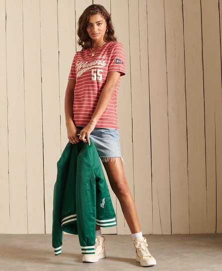 SCRIPT STYLE COL STRIPE TEE