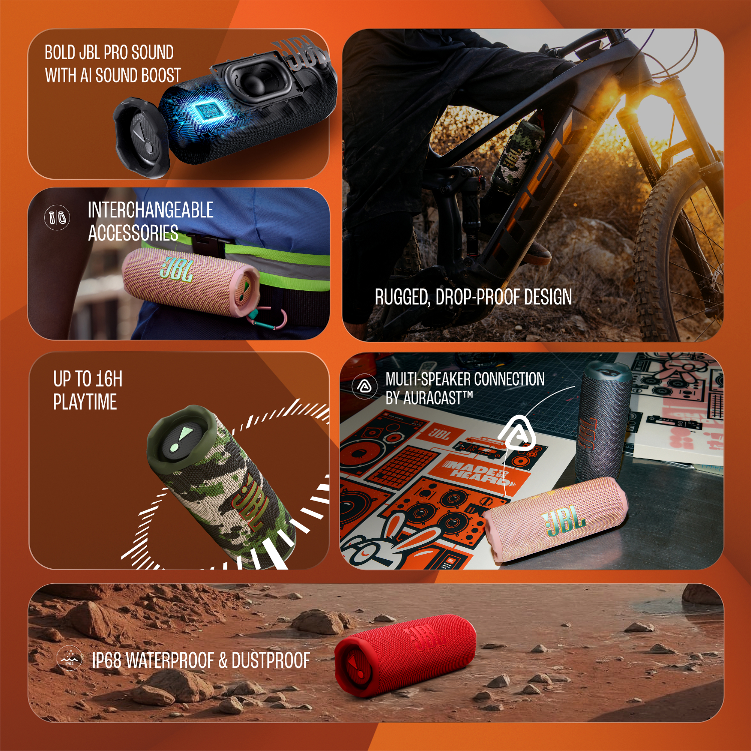 JBL FLIP7 Bold Sound 新品 JBL Flip 7 Wireless Portable Bluetooth Speaker, 16 Hours Battery