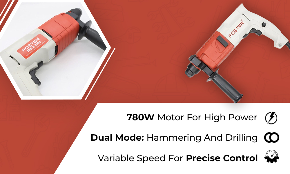 Buy FOSTER FHD 2 20 RE Rotary Hammer Drill 20 mm Chuck Size 780 W Two in one Drill 6 Months Warranty Online at Best Prices in India JioMart
