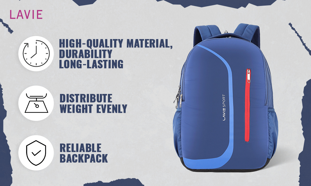Buy Lavie Sport Backpack Zolt Black, 32 litres bag, Bag for Men & Women ...