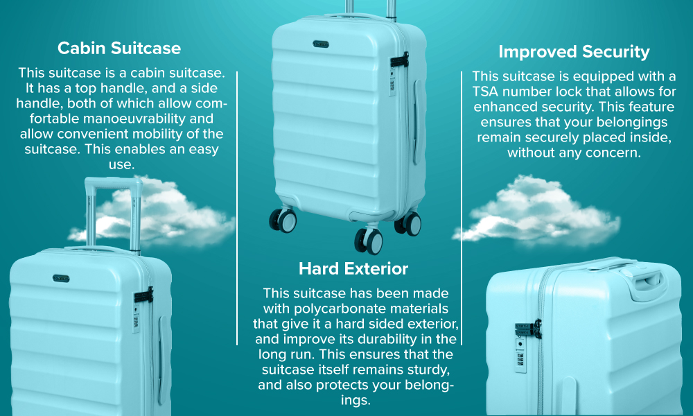 Buy Romeing Venice Polycarbonate (20 inch 55 cm) (Sky Blue) HardSided