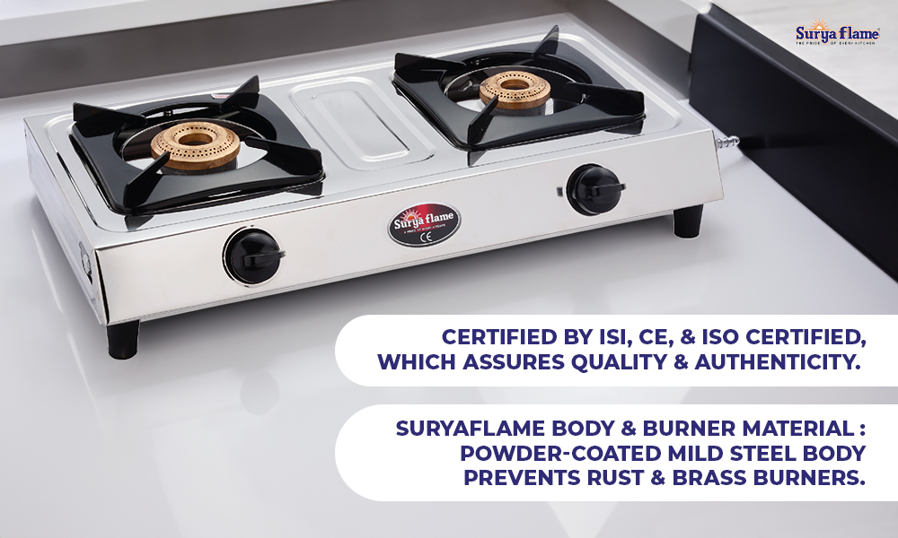 Buy Surya Flame Vista Gas Stove, 2 Burner, 2 Years Complete Doorstep