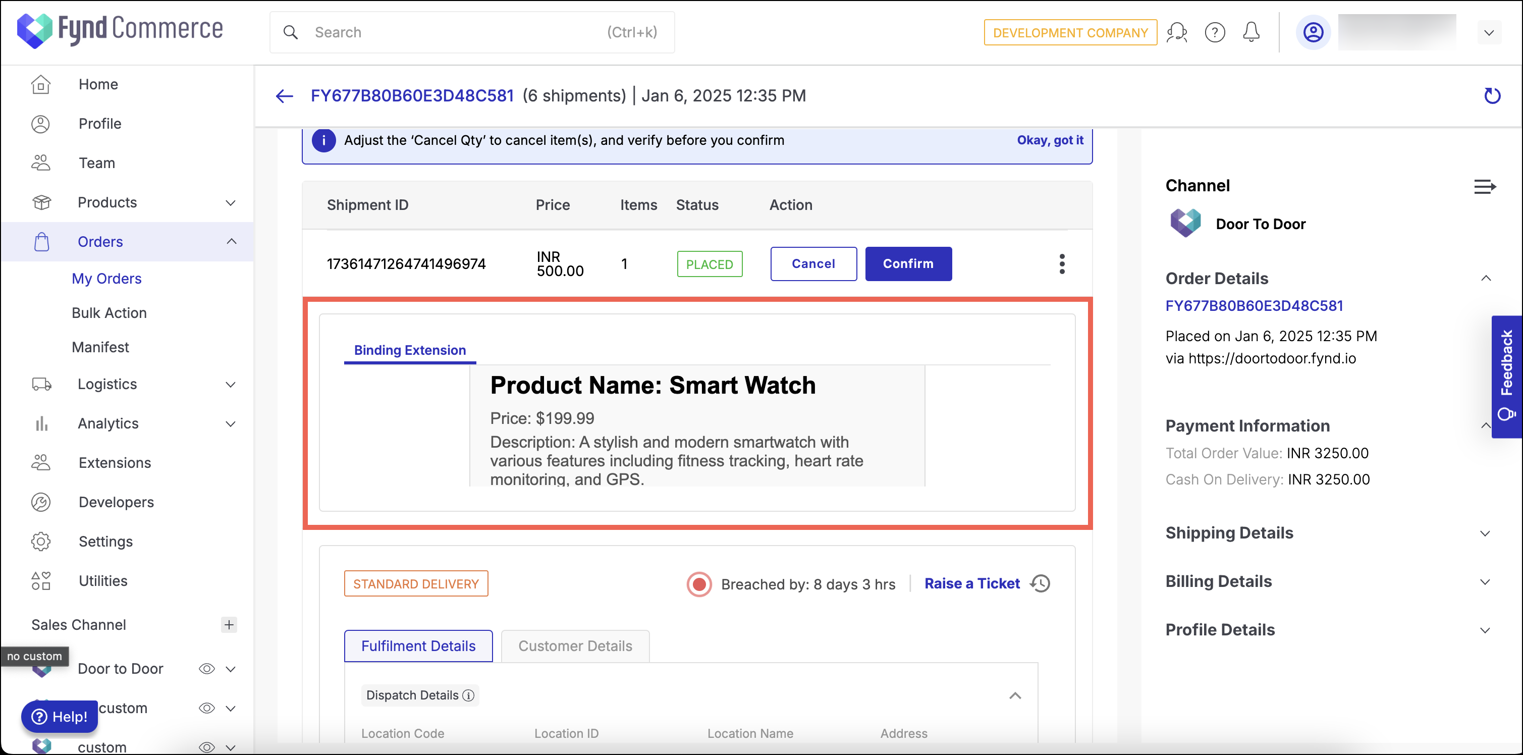 View Shipment Details