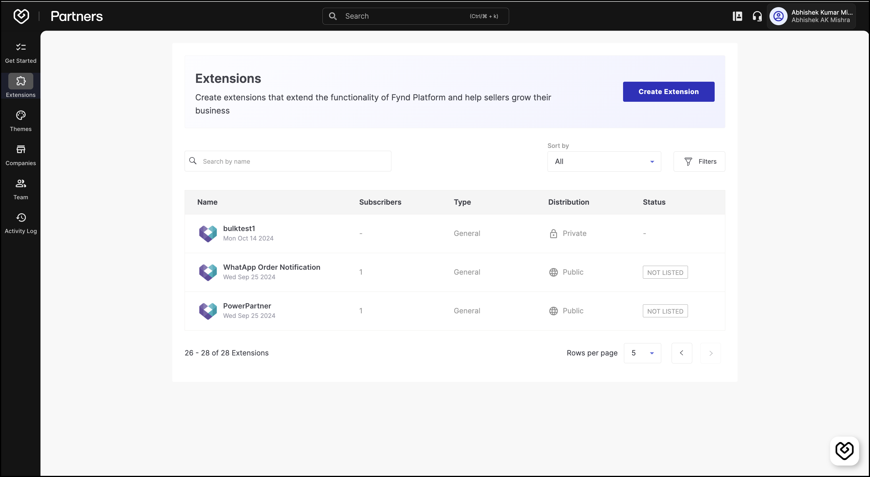 Extension Tab