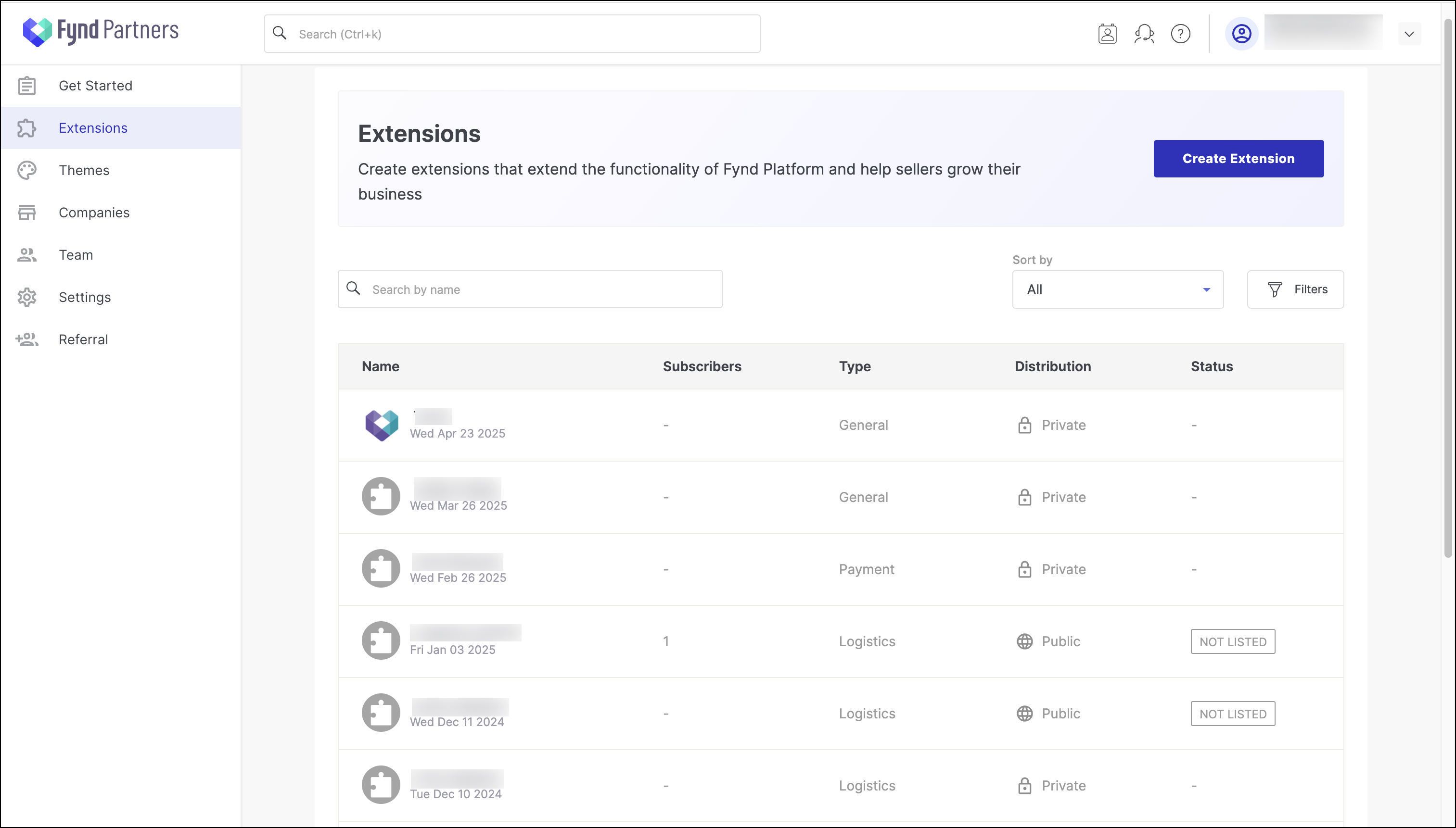 Extension Tab