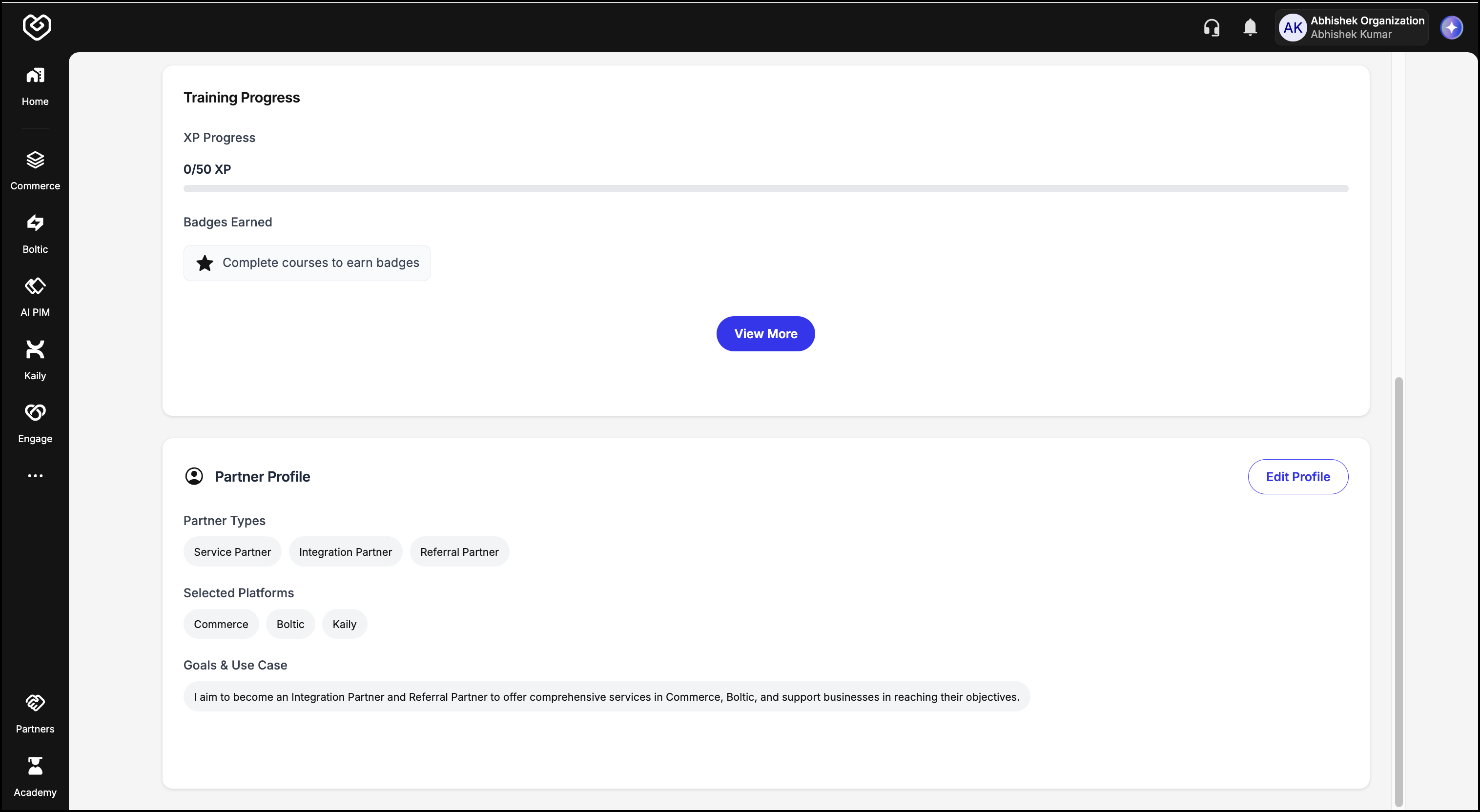 Edit Profile screen