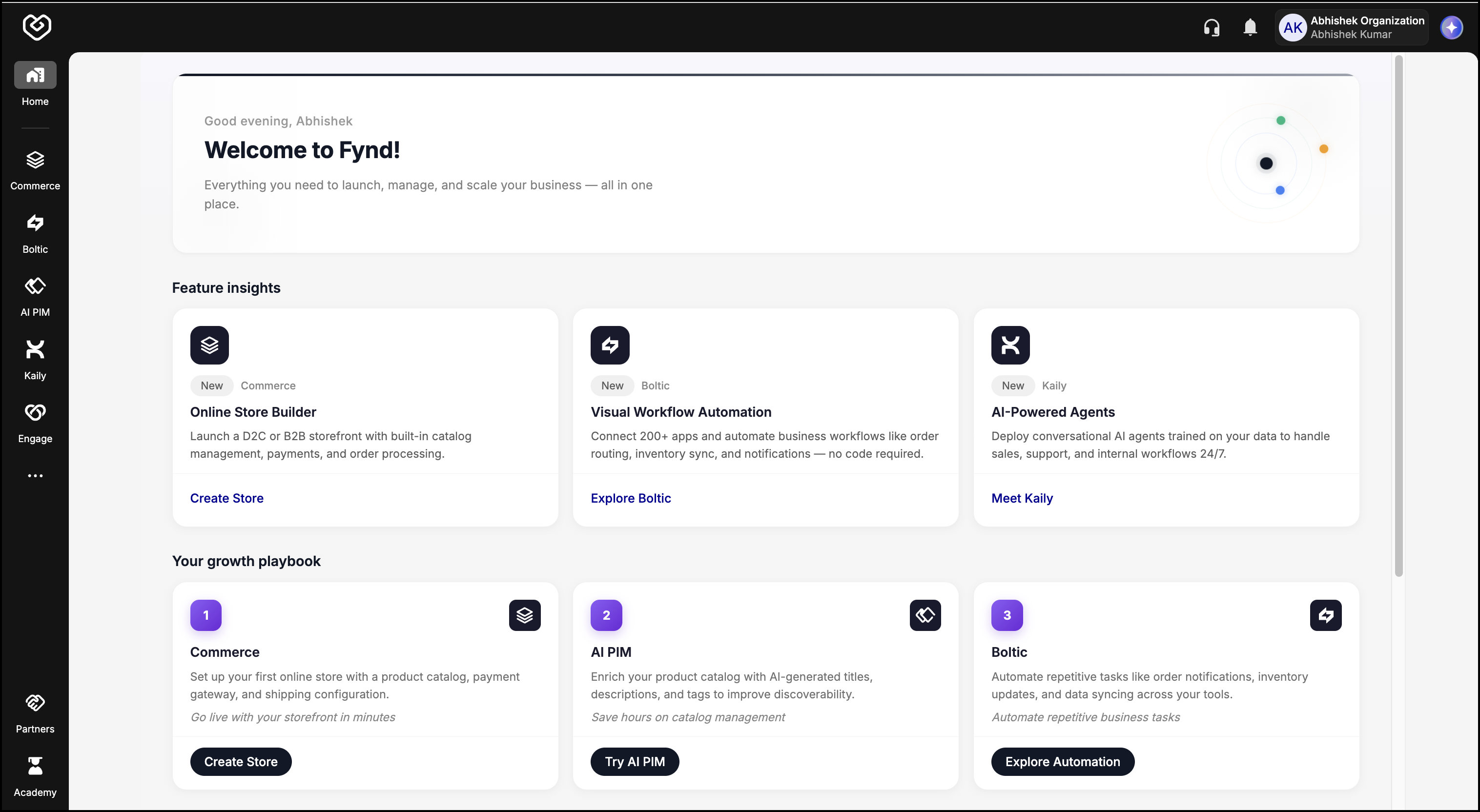 Fynd Console dashboard