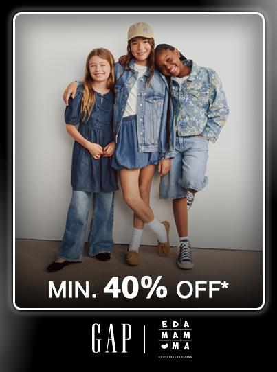 Minimum forty percent off girls' denim and casual wear from Gap and Edamama.